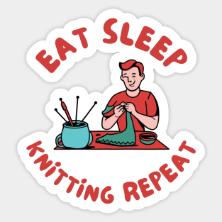 Eat sleep knitting repeat Sticker